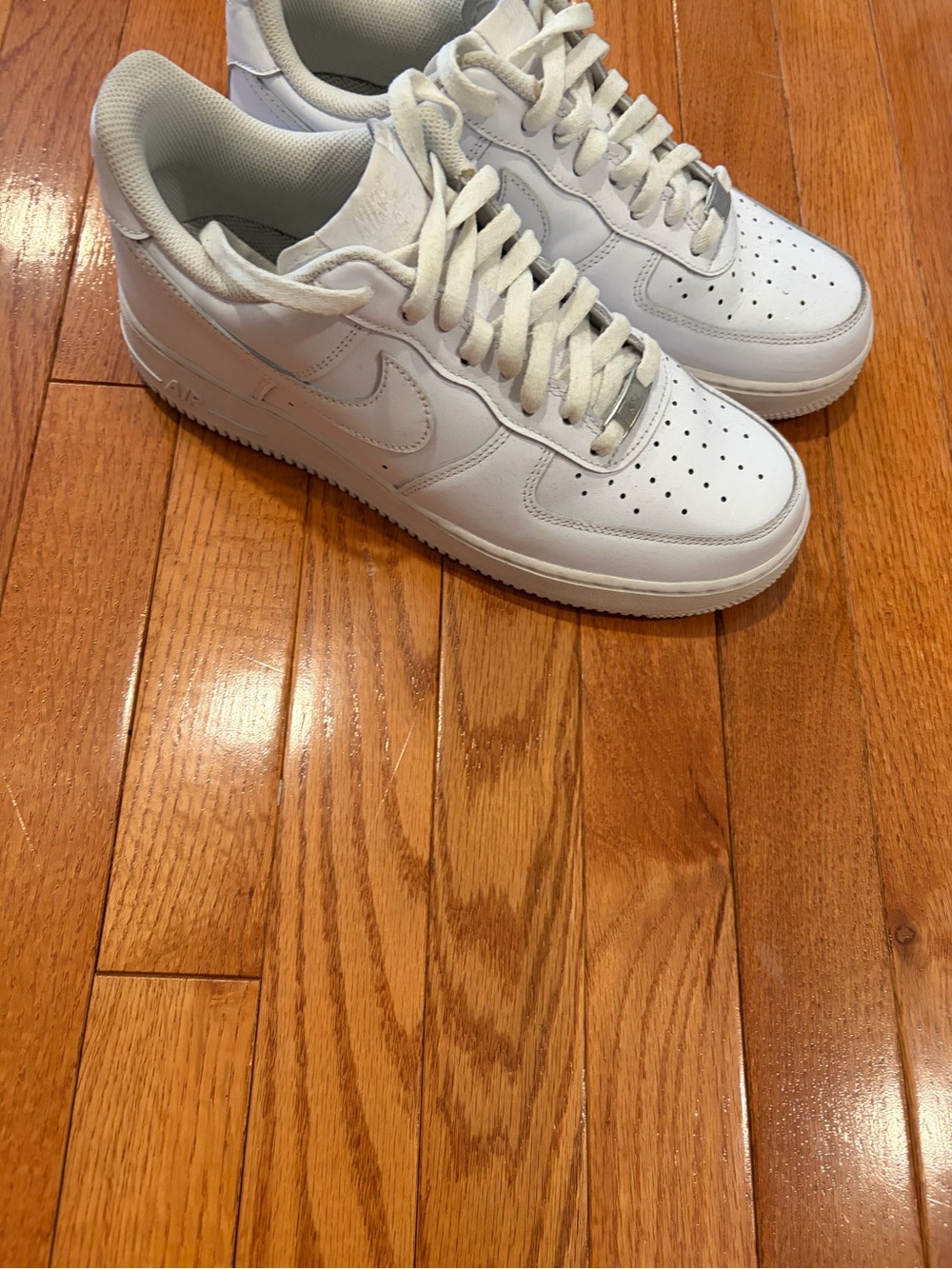 Nike Men's All-White Low-Top Air Force One’s Leather Sneakers